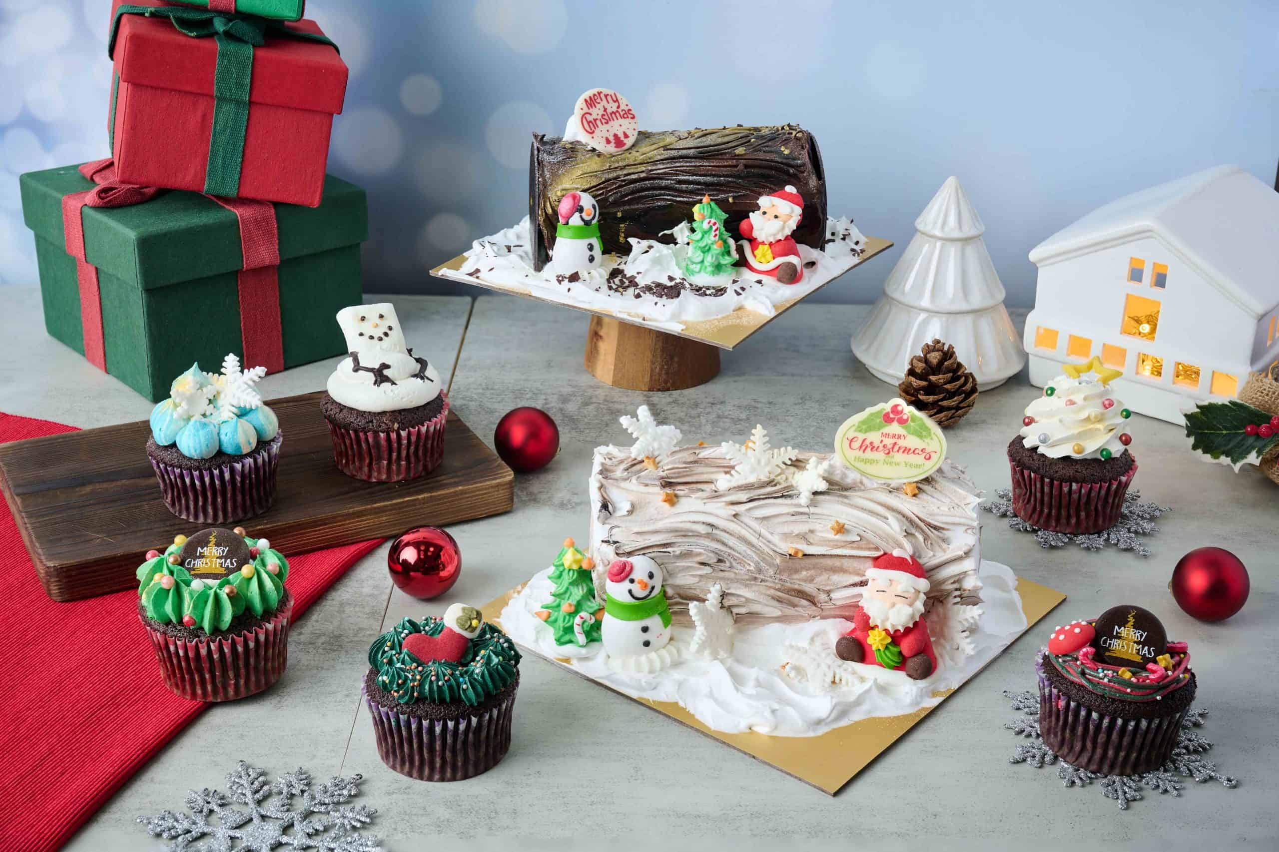 Twelve Cupcakes Christmas Cupcakes and Log Cakes